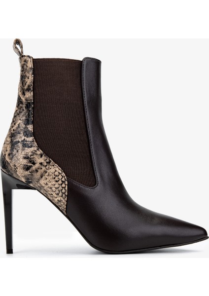 Kadın Hakiki Deri Kahverengi Topuklu Bot 1130 573 Bn Bot SK25-26 Khv/khv Yln