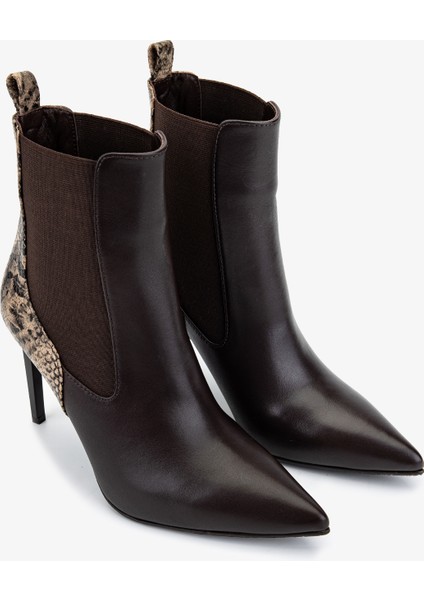 Kadın Hakiki Deri Kahverengi Topuklu Bot 1130 573 Bn Bot SK25-26 Khv/khv Yln fiyatları