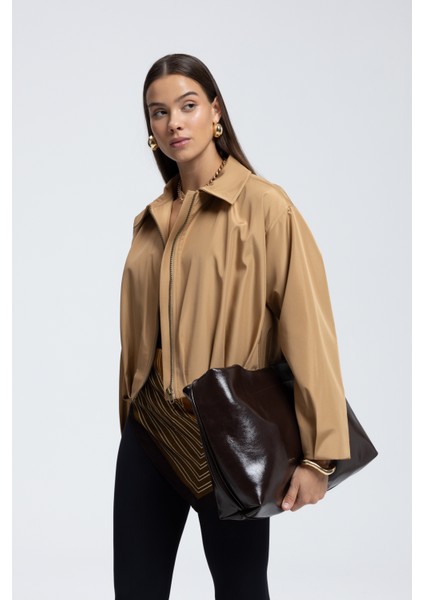 Astrid Mevsimlik Camel Kısa Bomber Ceket