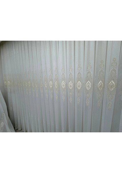 Nivemeshome Elisya 3812 Gold Işıltılı 1/3 Pileli Bambu Tül Perde modelleri