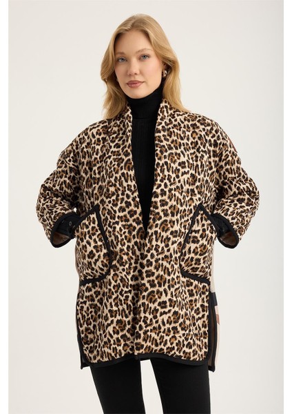 Leopar Sırtı Yıldız Varklı Ceket