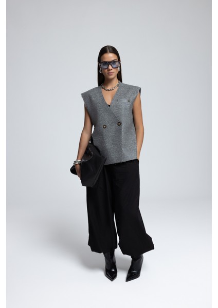 Faven Gri Yan Yırtmaç Detay Yelek fiyatları