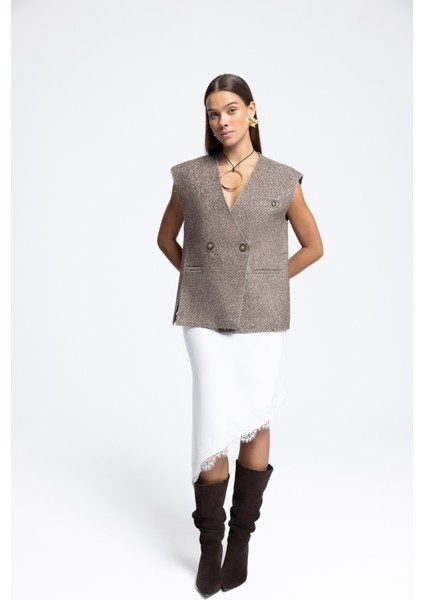 Faven Kahve Yan Yırtmaç Detay Yelek fiyatları