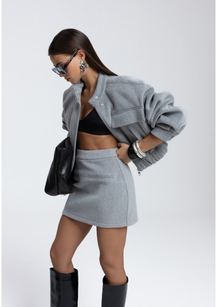 Tenby Füme Crop Ceket-Etek Takım modelleri