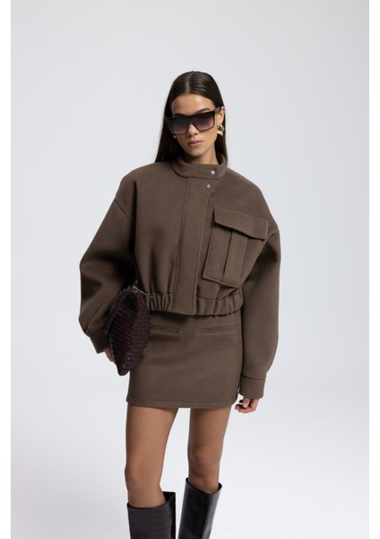 Tenby Soft Kahve Crop Ceket-Etek Takım fırsatları