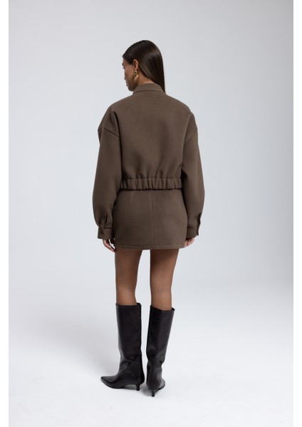 Tenby Soft Kahve Crop Ceket-Etek Takım indirimleri