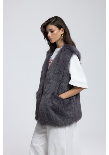 Plush Antrasit Yelek fırsatları