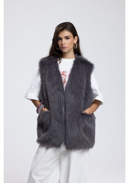 Plush Antrasit Yelek