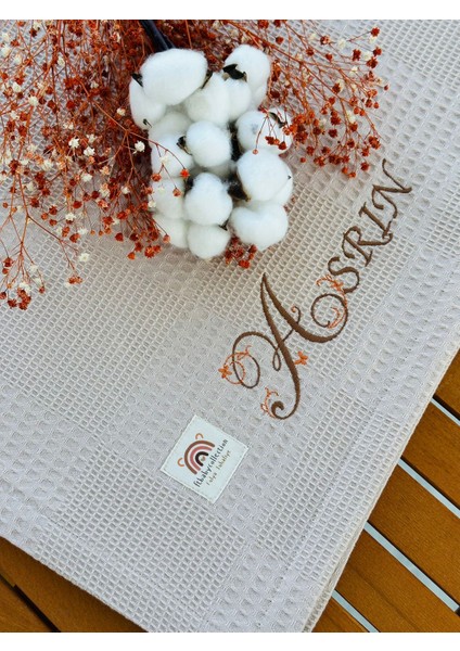 Ftbabycollection Çift Taraflı Kişiye Özel Isim Nakışlı Waffle Pike & Müslin Bebek BATTANIYESI 90X100 CM modelleri