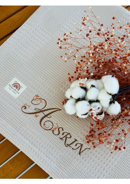 Ftbabycollection Çift Taraflı Kişiye Özel Isim Nakışlı Waffle Pike & Müslin Bebek BATTANIYESI 90X100 CM indirimleri