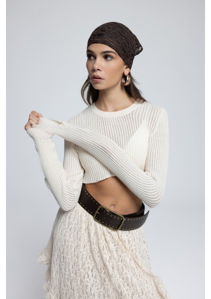 Liana Bej Yumuşak Doku Triko Crop