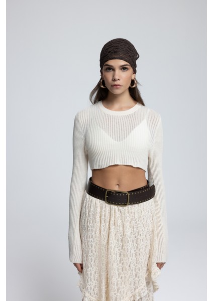 Liana Bej Yumuşak Doku Triko Crop