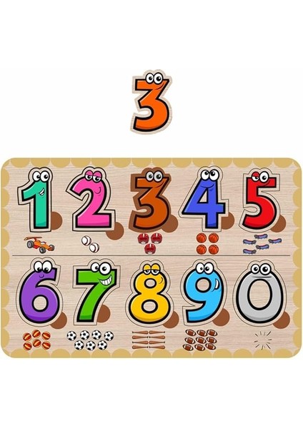 Sayılar, Sayı Bul Tak Alt Kısım Baskılı Çocuklar Için Ahşap Puzzle fiyatları