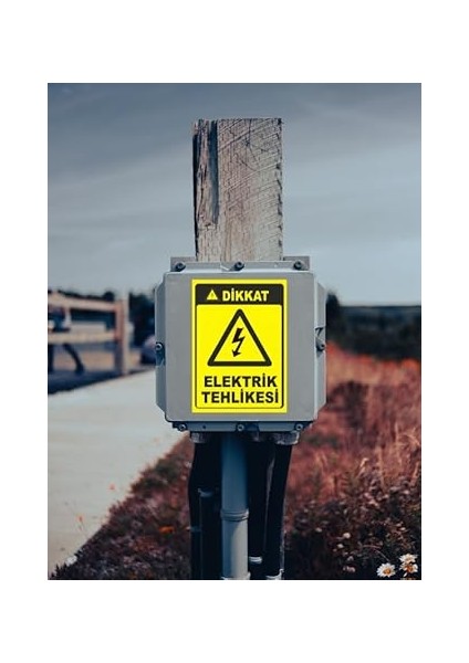 Elektrik Tehlikesi Yapışkanlı Folyo Sticker Etiket 10 x 15 cm Uyarı Levhası indirimleri
