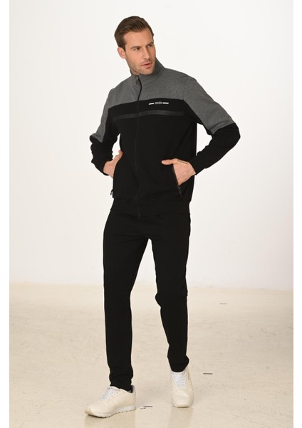 Büyük Beden Pamuklu Erkek Eşofman Takımı Siyah 5279B-S fırsatları