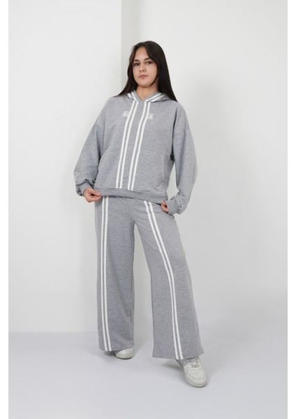 Kız Çocuk Cizgi Kapşonlu Takım