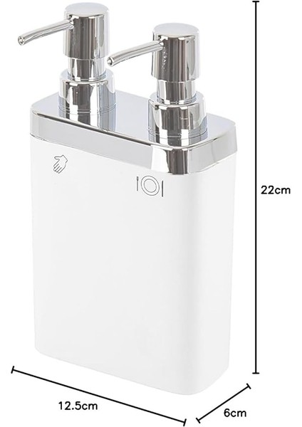 Viva 2'li Sıvı Sabunluk, ‎6 x 12.5 x 22 Cm, Beyaz (M-E11-01) fiyatları