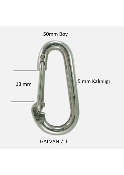 Baş Zincir Karabina Yaylı 6 mm Galvanizli 2 Adet fırsatları