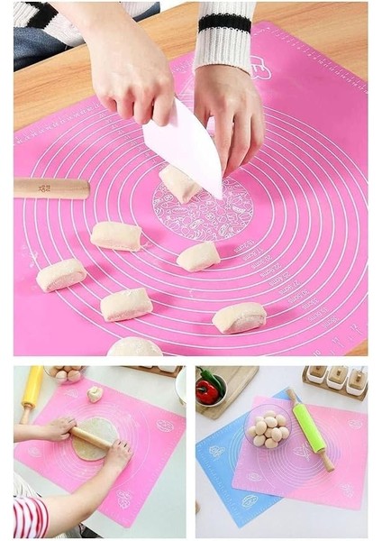 Büyük Boy Karışık Renk 65X45 Silikon Hamur Açma Matı