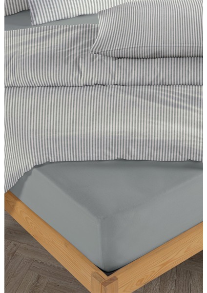 Striped %100 Pamuk Ranforce Yezra Koyu Gri Ipliği Boyalı Nevresim Takımı Tek Kişilik - 160X220 cm modelleri