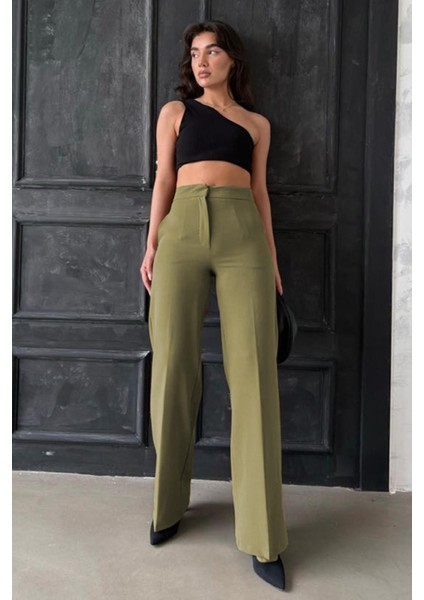Haki Yüksek Bel Kumaş Pantolon MG2284 fiyatları