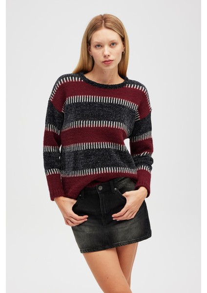 Liliane Geniş Çizgili, Kadın Triko Tunik - Antrasit Multi fiyatları