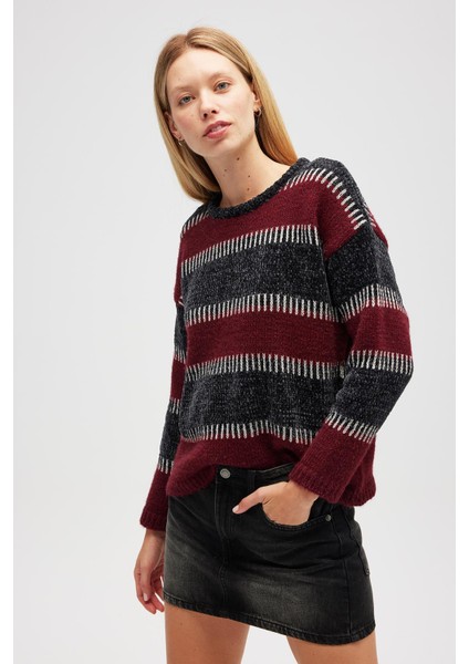 Liliane Geniş Çizgili, Kadın Triko Tunik - Antrasit Multi modelleri