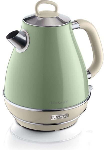 Elektrikli Su Isıtıcı Yeşil 2869/04 - Paslanmaz Çelik, Retro Kettle, 1,7 Litre 2000 Watt, Otomatik Kapanma, Kablosuz 360° Duylu