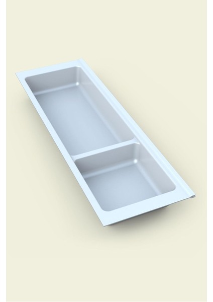 Mutfak Çekmece Içi Modüler Iki Bölmeli Kaşıklık, Beyaz 16CMX48CM(BOYDAN 4cm Kesilebilir)