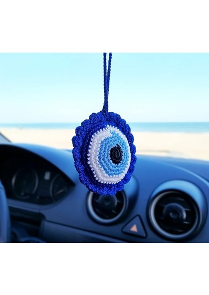 Zengin Nazarlık, El Yapımı Araba Aynası Süsü, Oto Dikiz Aynası Süsü, Stress Azaltıcı, Kapı Montajı, Mavi, Araç Dekorasyonu, Araç Aksesuarı