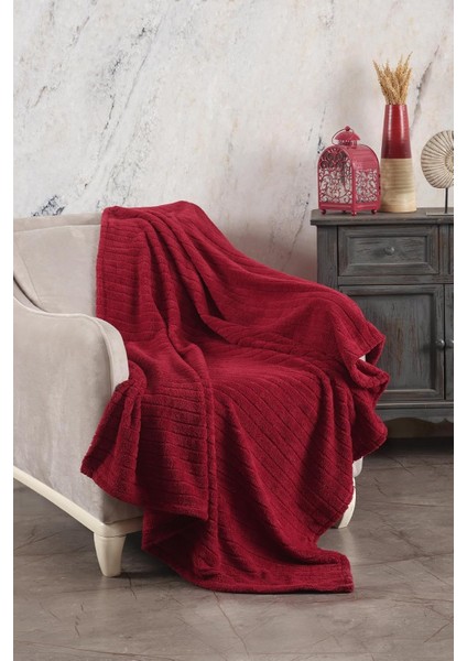 Tekstil Comfy | Çizgili Tv Battaniyesi 110X180 cm Kırmızı