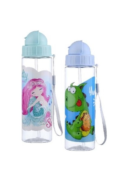 Kapaklı Su Matarası - Kendinden Pipetli Suluk 500 ml