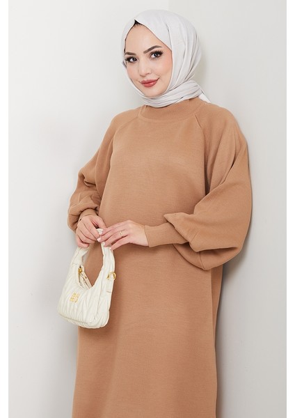 Balon Kol Triko Elbise 1600 - Açık Kahve fiyatları
