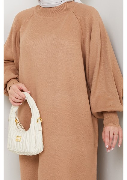 Balon Kol Triko Elbise 1600 - Açık Kahve indirimleri