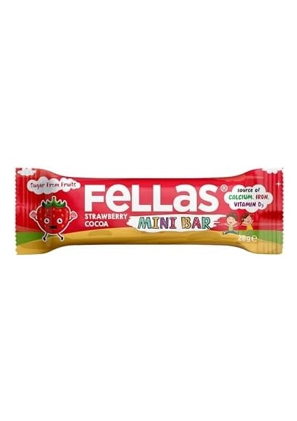 Fellas Kids Meyve Bar, Çilekli ve Kakaolu, 28GR x 12 Adet