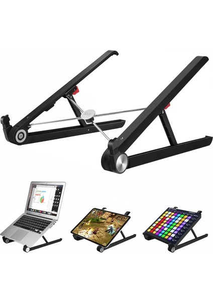 X1 Laptop Sehpası, Katlanabilir, Tablet Sehpası, Alaşım, Sınıf Çalışması, Iyileştirme, Isı Dağılımı, iPad ve 10-15,6 Inç Olan Tüm Cihazlar ile Uyumlu. Siyah