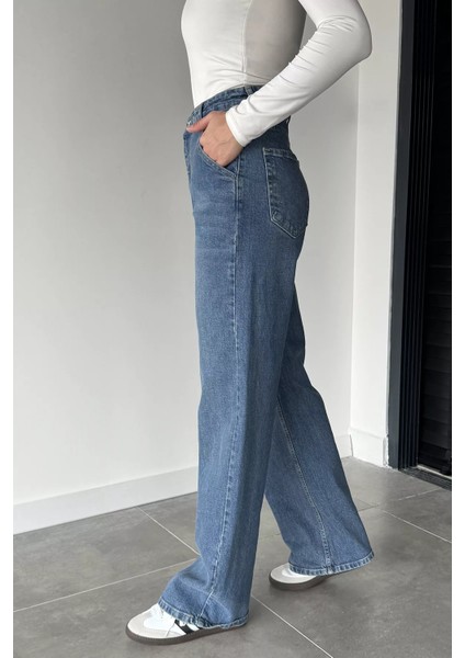 Kadın Yüksek Bel Palazzo Jean Kot Pantolon P-00018903 fırsatları