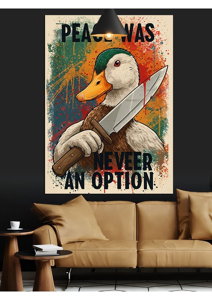 Barış Bir Seçenek Değil Mavi Posteri Dekoratif Kanvas - Mdf Ahşap Tablo