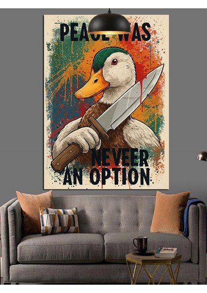 Barış Bir Seçenek Değil Mavi Posteri Dekoratif Kanvas - Mdf Ahşap Tablo fırsatları