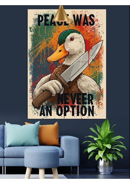 Barış Bir Seçenek Değil Mavi Posteri Dekoratif Kanvas - Mdf Ahşap Tablo indirimleri
