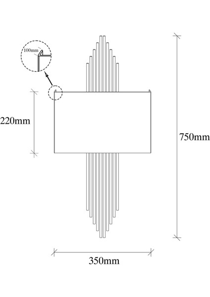 Mızrak Dekoratif Metal Borulu Tekli Aplik Eskitme, Rustik Ambiyans Duvar Lambası MIZRAK-615