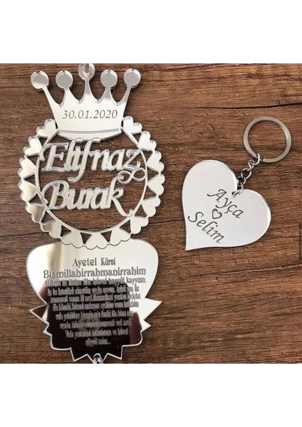 Kişiye Özel (1 Kalp Anahtarlık) Dikiz Ayna Süsü