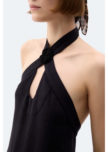 Siyah Keten Elbise fırsatları