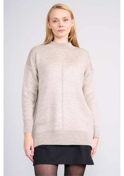 Çetinkaya Miya Mira Modest 8626 Kadın Dik Yaka Akrilik Yırtmaçlı Triko Kazak Vizonmelanj fiyatları