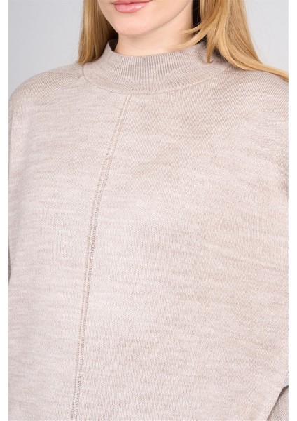 Çetinkaya Miya Mira Modest 8626 Kadın Dik Yaka Akrilik Yırtmaçlı Triko Kazak Vizonmelanj indirimleri