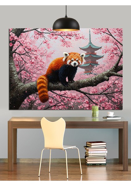 Rakun Ağaç Dalında Dekoratif Kanvas - Mdf Ahşap Tablo