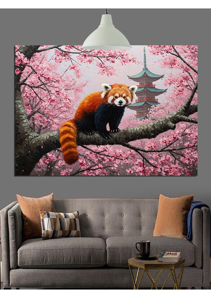 Rakun Ağaç Dalında Dekoratif Kanvas - Mdf Ahşap Tablo indirimleri