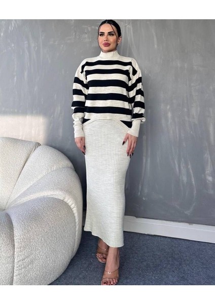 Jileli Triko Takım Elbise Siyah modelleri