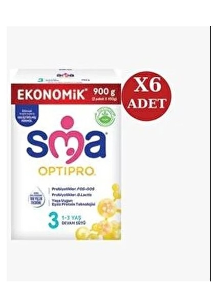 Toz Devam Sütü 1-3 Yaş İçin Probiyotik 6 Adet 900 gr FOS-GOS İçerikli fiyatları