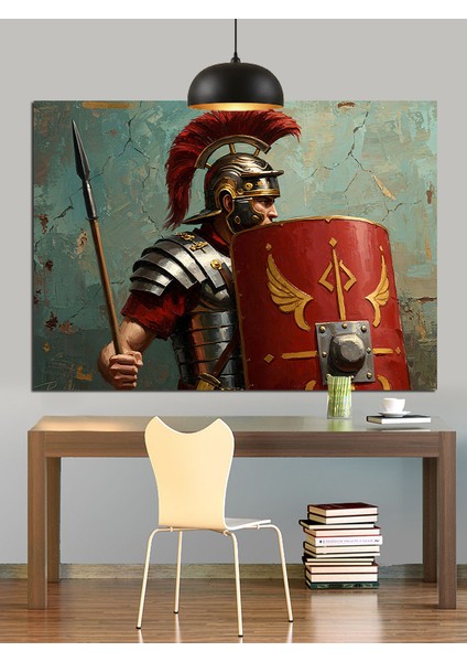 Antik Roma Askeri Kalkan Miğfer Dekoratif Kanvas - Mdf Ahşap Tablo modelleri